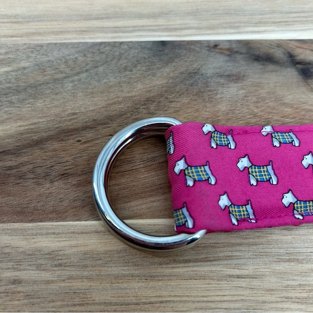 J. Crew Y2K 100% Silk Scottie Dog Novelty Print D Ring Skinny Belt Size Small - Picture 6 of 8
